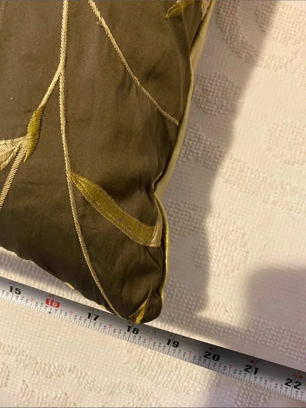 Decorative Floral Embroidered Throw Pillows in Olive Green . Includes four.